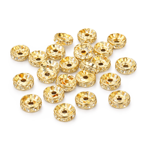 Strassrondelle 10mm, Zwischenperle mit klaren Strasssteinchen, 30 Stück/Dose