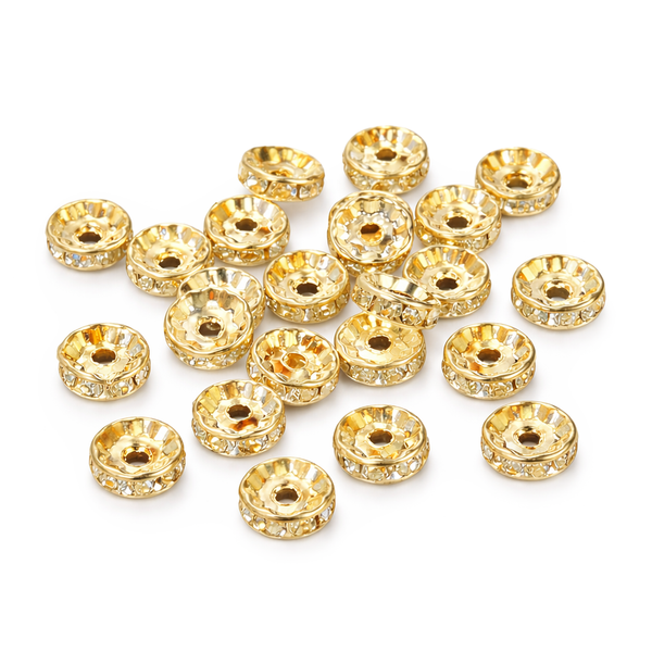 Strassrondelle Zwischenperle mit klaren Strasssteinchen 10mm 30 Stück/Dose