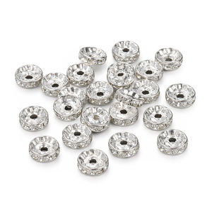 Strassrondelle 10mm, Zwischenperle mit klaren Strasssteinchen, 30 Stück/Dose