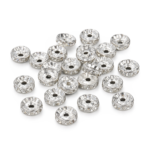 Strassrondelle Zwischenperle mit klaren Strasssteinchen 10mm 30 Stück/Dose
