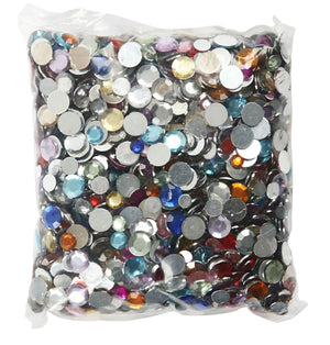 Strasssteine rund Ø 6+9+12 mm Farben-Mix bunt 3600 Stück / Packung