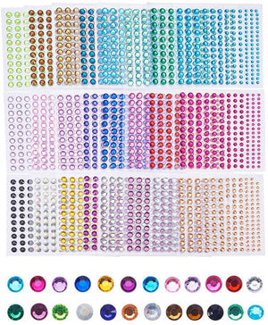 Strasssteine-Set selbstklebend 24 Bögen 3-6mm 3168 Stück
