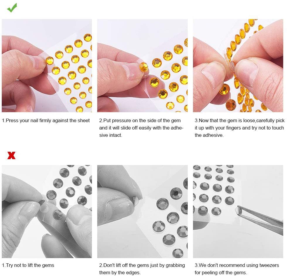 Strasssteine-Set selbstklebend 24 Bögen 3-6mm 3168 Stück