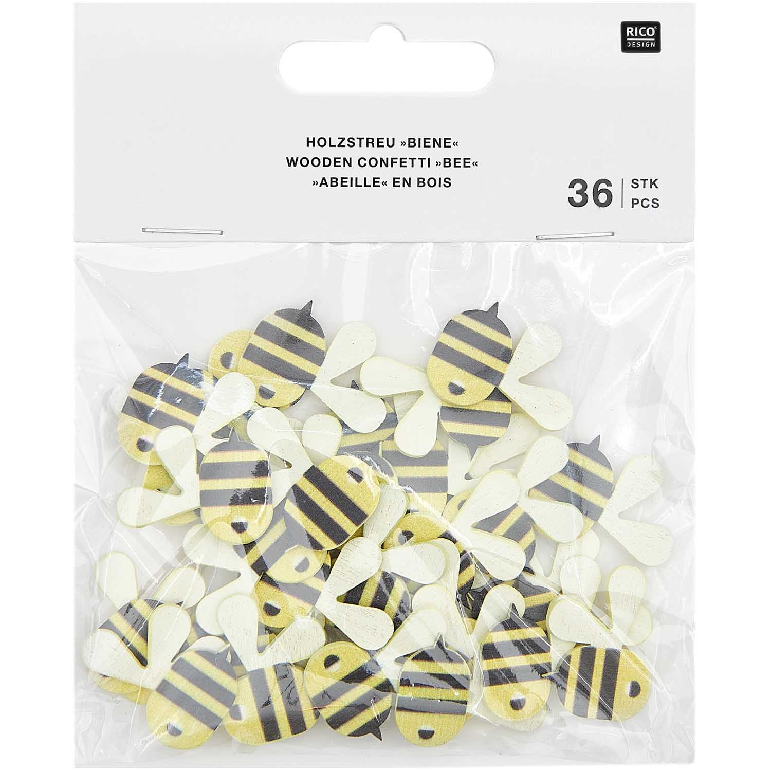 Streuteile Bienen aus Holz 9x19 - 17x25 mm 36 Stück