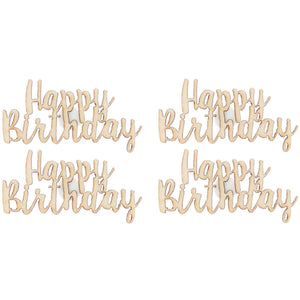 Streuteile Happy Birthday aus Holz mit Klebepunkt 48x28 mm 4 Stück