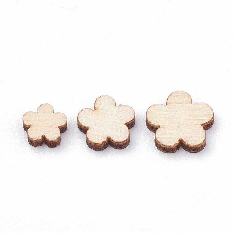 Holz-Streuteile Blumen Lasercut natur 7-12mm/2,5mm 200 Stk.
