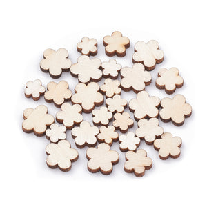Holz-Streuteile Blumen Lasercut natur 7-12mm/2,5mm 200 Stk.