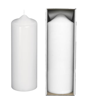 Stumpen Spitzkopfkerze im Aufbewahrungskarton weiß Paraffin in verschiedenen Größen