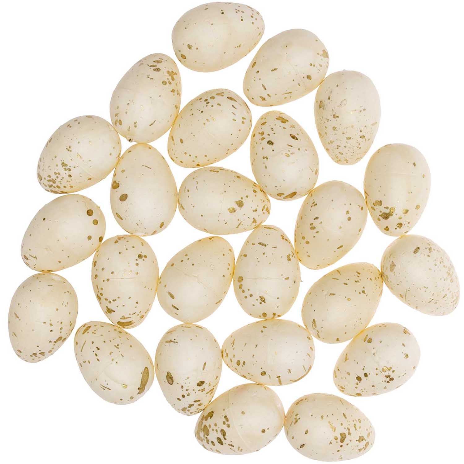 Styropor-Eier im Netz creme/gold 4cm 24 Stk.
