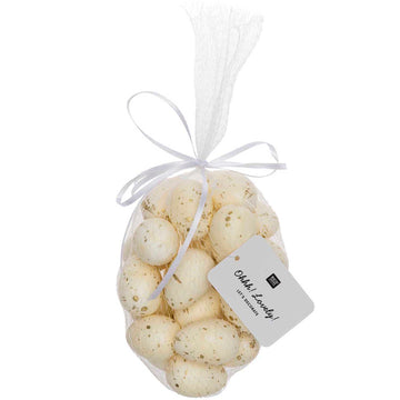 Styropor-Eier im Netz creme/gold 4cm 24 Stk.