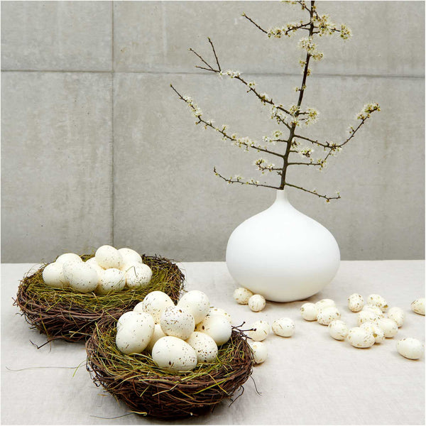 Styropor-Eier im Netz creme/gold 4cm 24 Stk.
