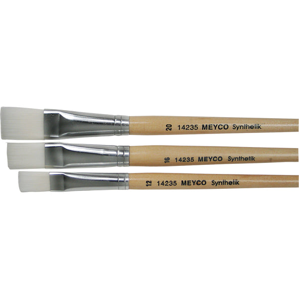 Synthetikpinsel mit Holzgriff flach weiß 3er Set