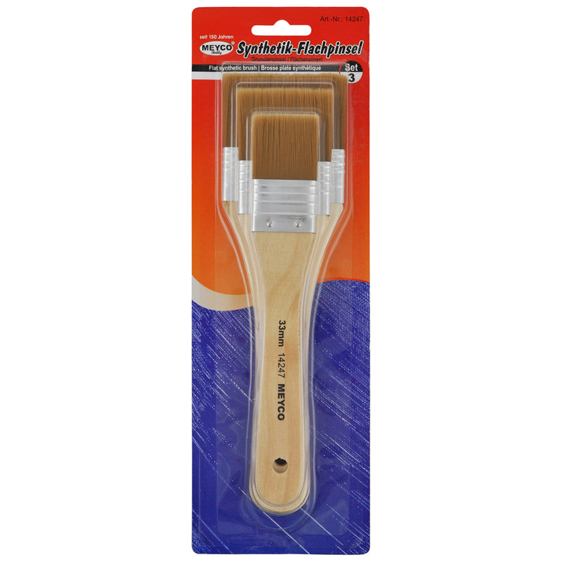 Synthetik-Flachpinsel Set 3 Stück 33mm/47mm/66mm