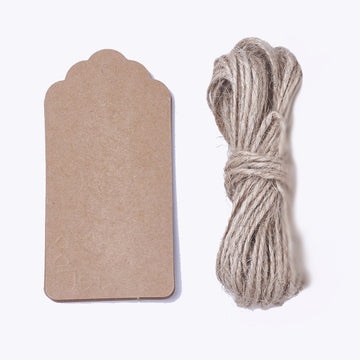 Papieranhänger Tags Kraftpapier 9x4,5 cm + Jutegarn 10 Stück