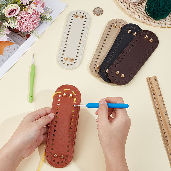 Taschenboden Kunstleder oval mit Standfüßen für Häkeltaschen verschiedene Farben 18x5,5cm 1 Stück