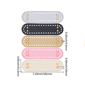 Taschenboden Kunstleder oval mit 38 Löchern für Häkeltaschen verschiedene Farben 18,1x5,2cm 1 Stück
