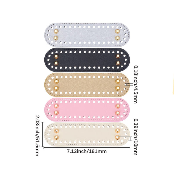 Taschenboden Kunstleder oval mit 38 Löchern für Häkeltaschen verschiedene Farben 18,1x5,2cm 1 Stück