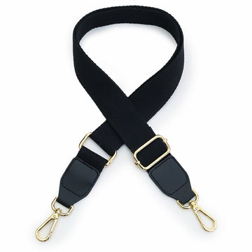 Verstellbarer Baumwoll-Schultergurt uni mit Karabinerhaken Ersatz-Taschenriemen breit, hellgold / schwarz 88-145,5 × 3,7cm