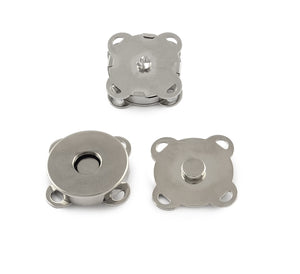 Magnet Schnappverschluss f. Taschen silberfärbig 15x15x6mm mit Annähösen 4 Stück/Btl