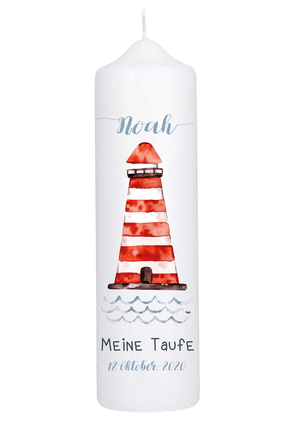 Taufkerze Leuchtturm 250/70mm gedruckt