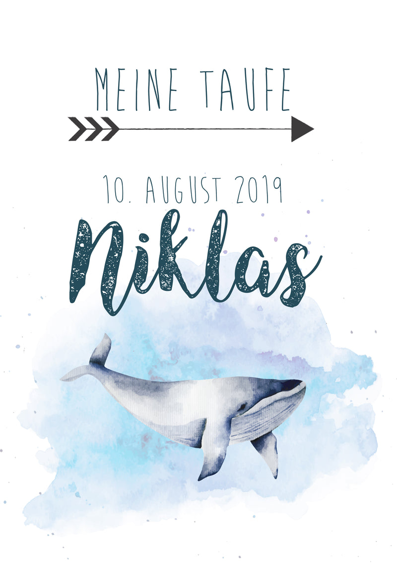 Taufkerze Wal 250/70mm gedruckt