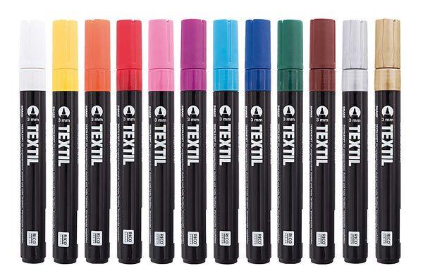 Rico Design Textilmarker 3mm dunkle Stoffe Einzelstifte