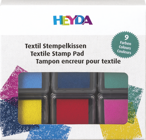 Textil Stempelkissen 3x3cm 9 Farben sortiert