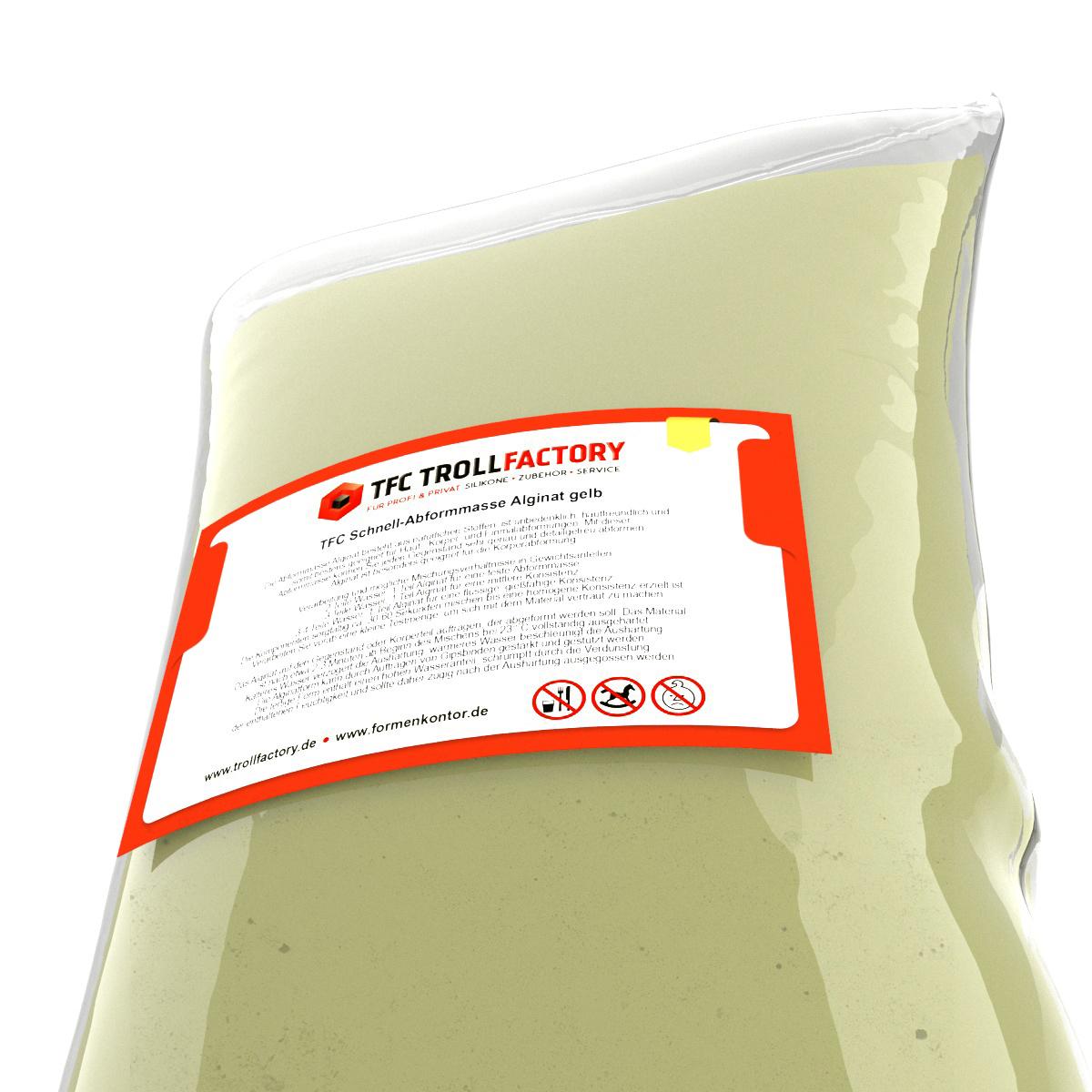 Troll Factory Alginat Abformmasse Pulver langsam 8 Minuten gelb 500g