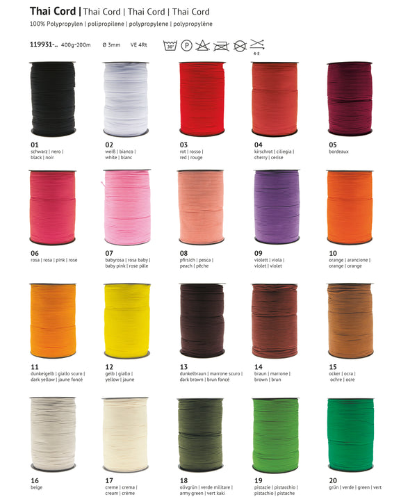 Thai Cord Taschenhäkelgarn ø 3mm 100% Polypropylen 400g / 200m