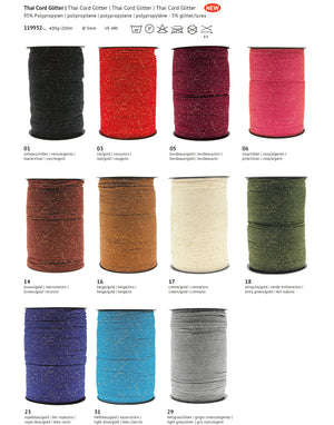 Stafil Thai Cord GLITTER Taschenhäkelgarn ø 3mm 100% Polypropylen 400g / 200m