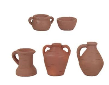 Tongefäße h 3,6cm Figuren 9-10cm 5 Stück