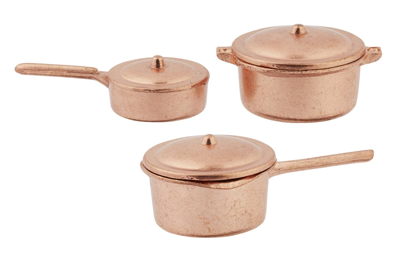 Miniatur Topf-Set kupfer 1,8-3cm 3 teilig