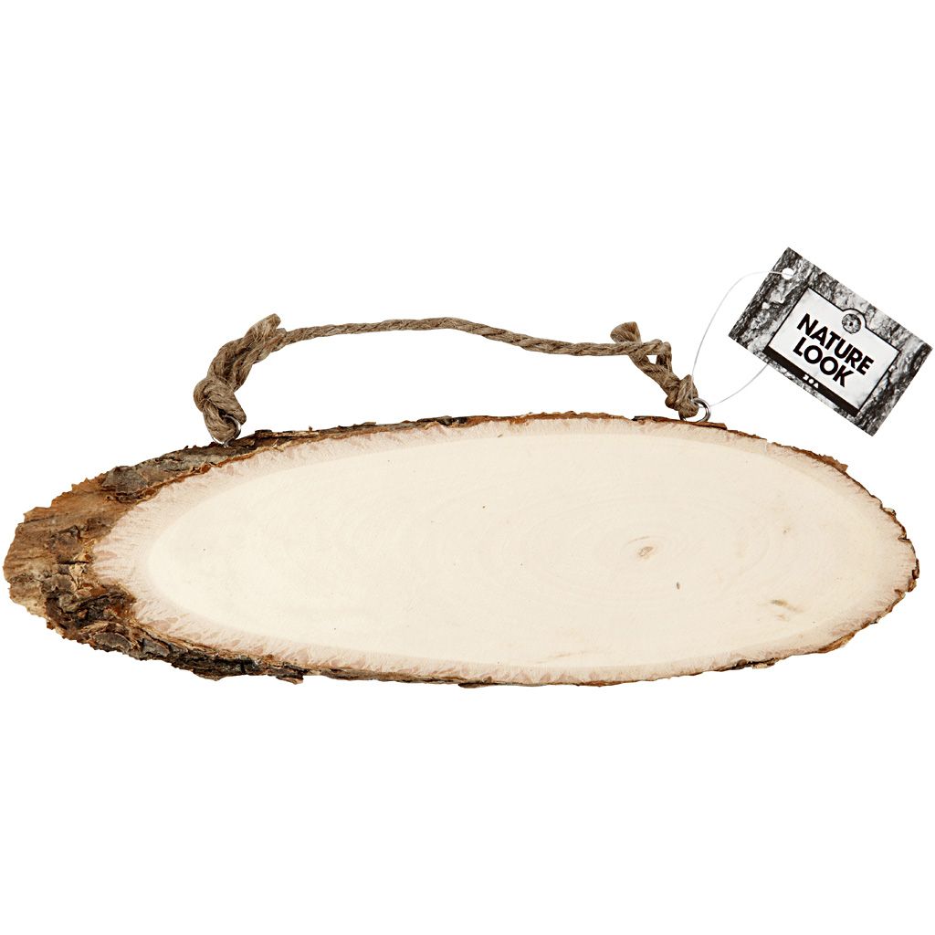 Holzschild Baumscheibe z. Aufhängen 23-28 cm, pro Stück