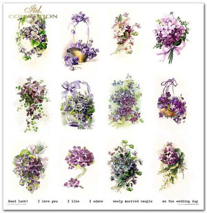 Scrapbooking-Papier-Set Blumenpfosten Violett 10 Bögen 31x32cm 200g/m²