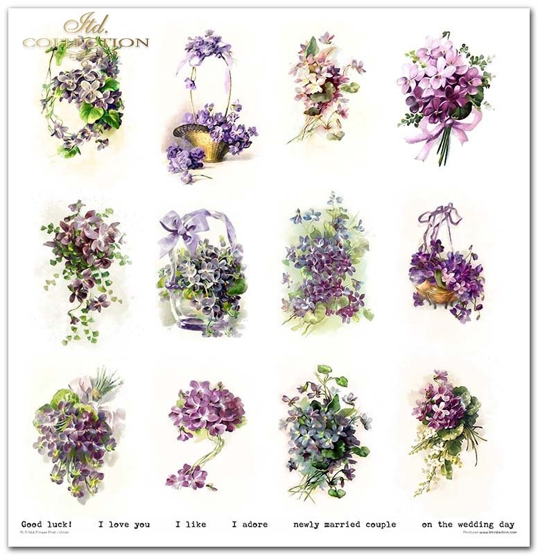 Scrapbooking-Papier-Set Blumenpfosten Violett 10 Bögen 31x32cm 200g/m²