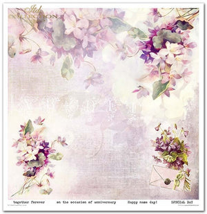 Scrapbooking-Papier-Set Blumenpfosten Violett 10 Bögen 31x32cm 200g/m²