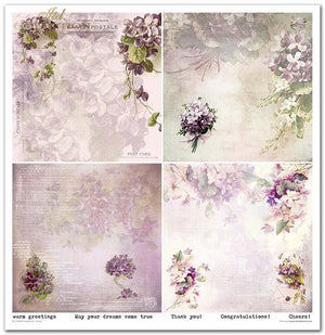 Scrapbooking-Papier-Set Blumenpfosten Violett 10 Bögen 31x32cm 200g/m²