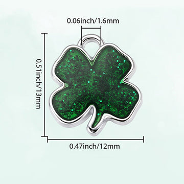 Kleeblatt-Anhänger mit Glitzer platinfarben 13x12mm 1 Stück