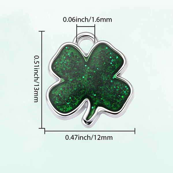 Kleeblatt-Anhänger mit Glitzer platinfarben 13x12mm 1 Stück