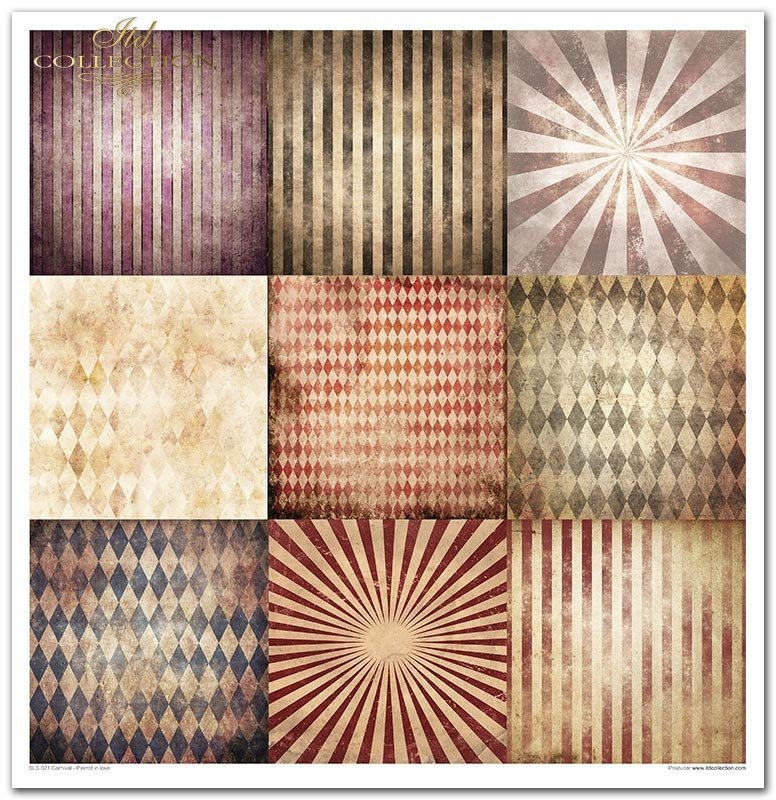 Scrapbooking Papierset Karneval - Pierrot in Love 10 Bögen 31x32cm 200g/m²