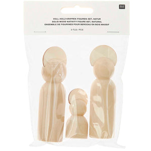 Voll-Holz Krippen-Figuren-Set natur 3-teilig