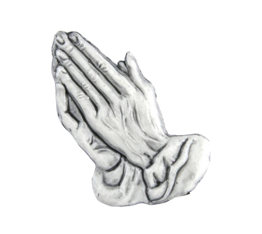 Wachsdekor Hände betende weiß grau 6x7cm 1 Stück