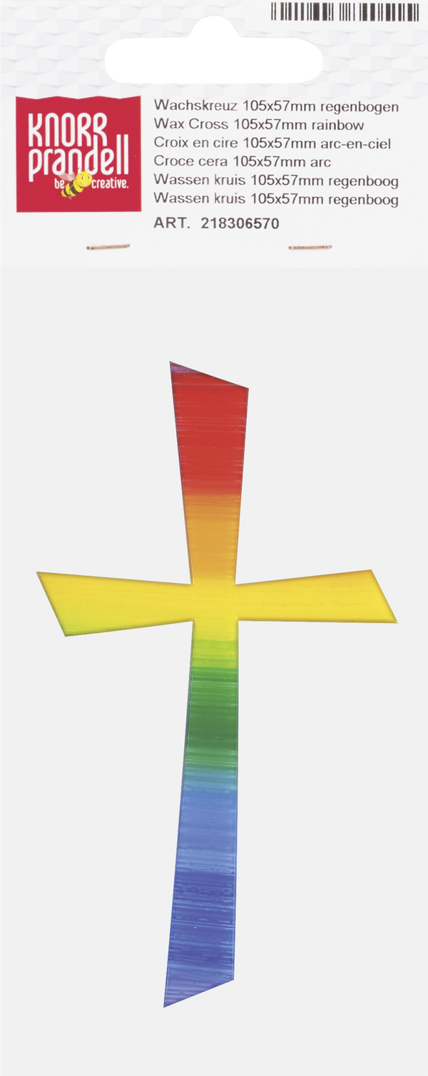 Wachskreuz regenbogenfarbig 105x57mm