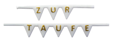 Wachsdekor Zur Taufe gold/weiß 1,5x4,2+7,2cm