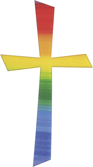 Wachskreuz regenbogenfarbig 105x57mm