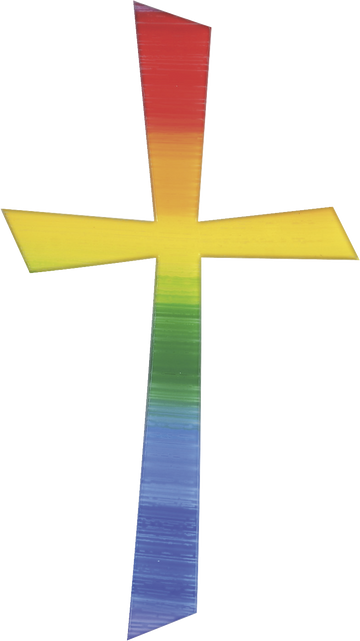 Wachskreuz regenbogenfarbig 105x57mm