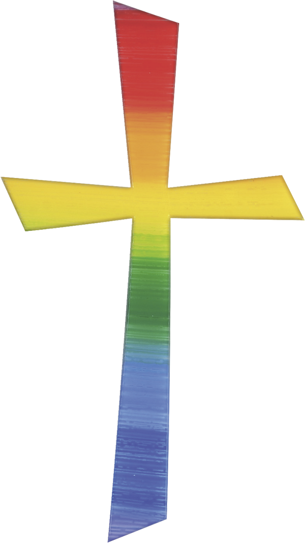 Wachskreuz regenbogenfarbig 105x57mm