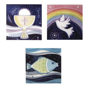 Wachsmotiv christliche Motive 4x4cm Kelch,Taube,Fisch 3 Stück