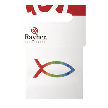Wachsmotiv christlicher Fisch Regenbogen 4x2cm 1 Stück