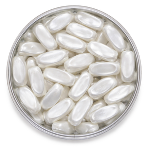 Wachsperle Olive eckig weiß 5x12mm 20 Stk./Dose